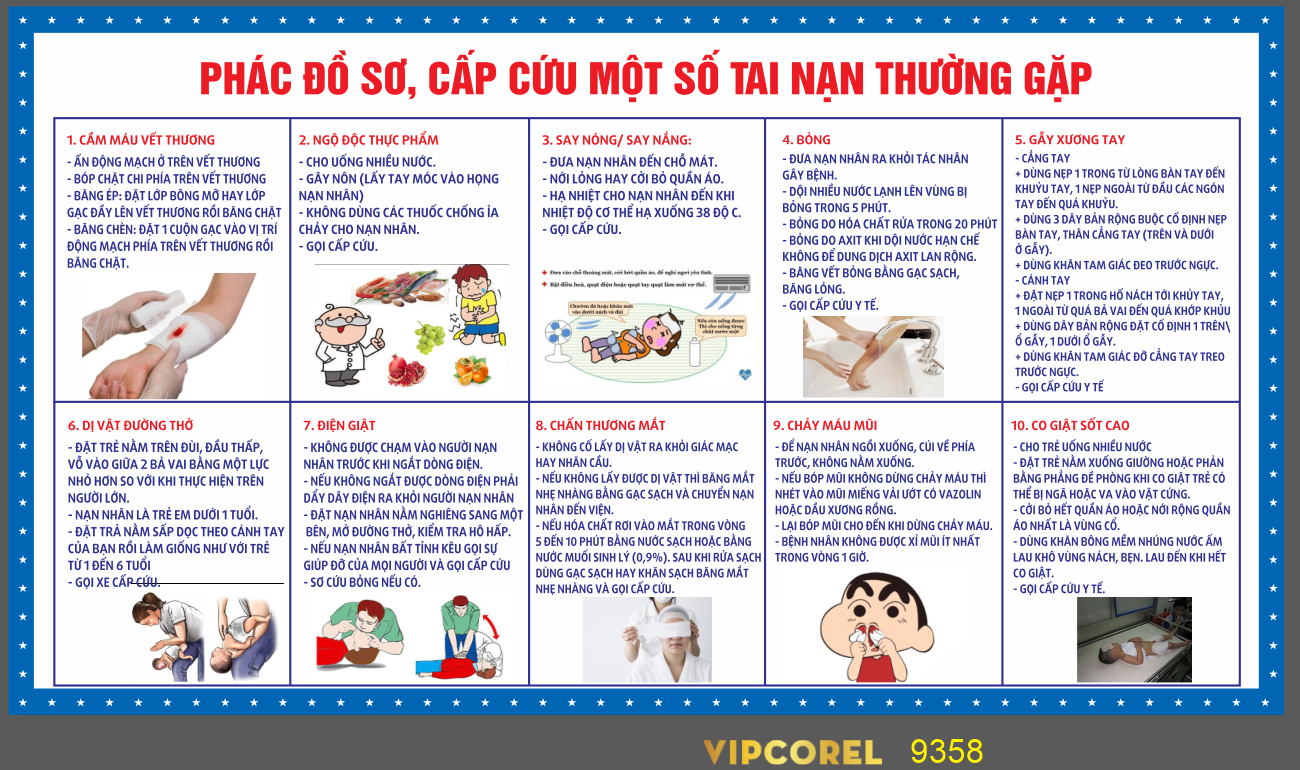 Biển Phác đồ sơ, cấp cứu một số tai nạn thường gặp