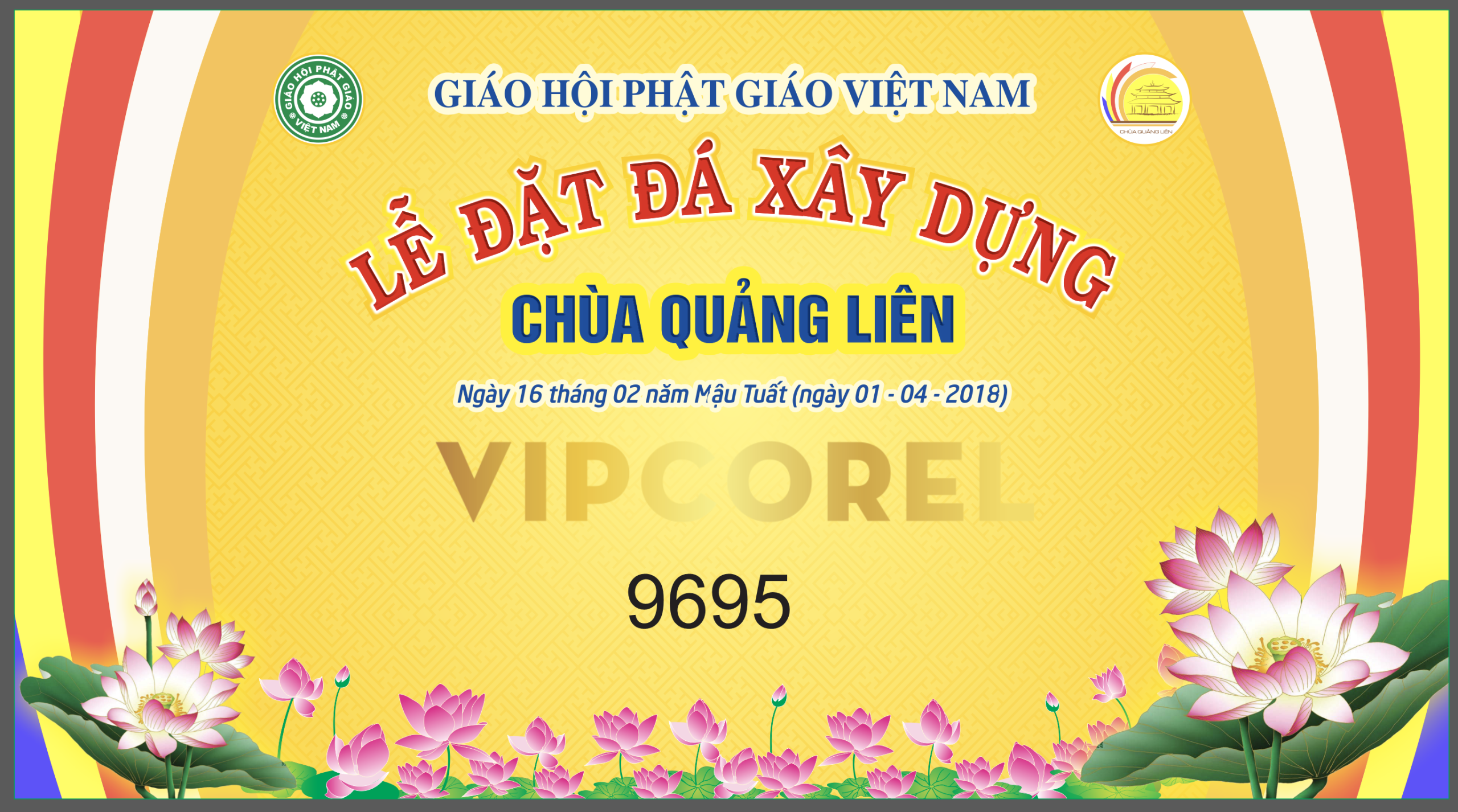 Phông lễ đặt Đá xây dựng chùa Quảng Liên file corel