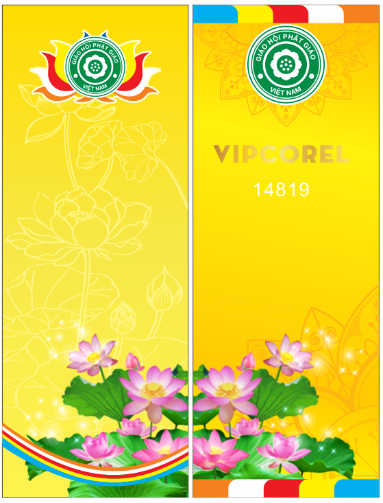 Phướn dọc phật giáo dung trong phật đản file corel