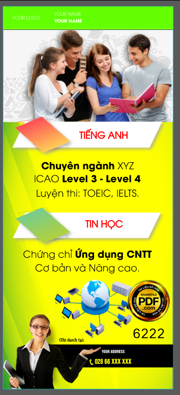 Market standee tuyển sinh tiếng anh file corel