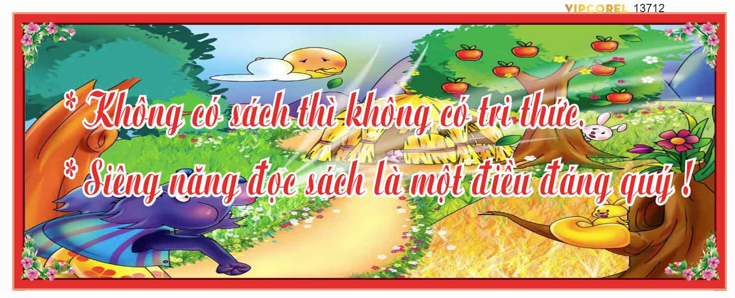 Tranh truyện cổ tích trang trí phòng thư viện trường học