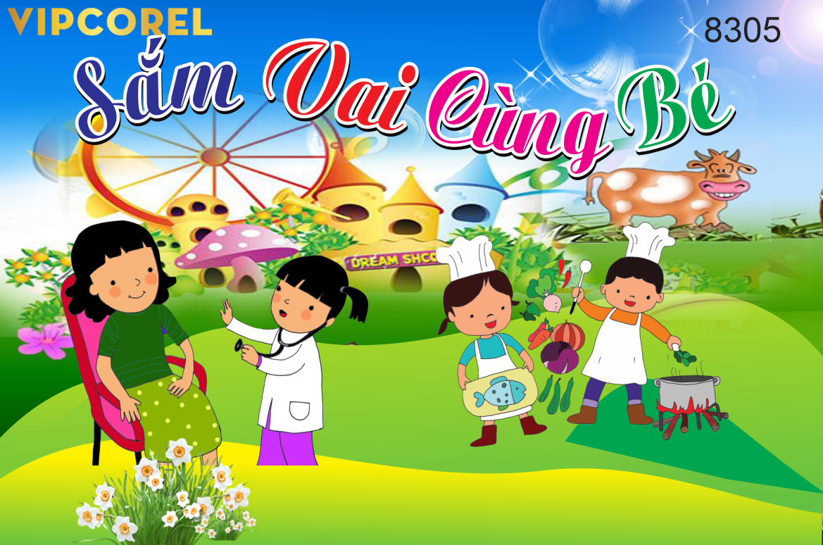Tranh tường Sắm vai cùng bé file corel