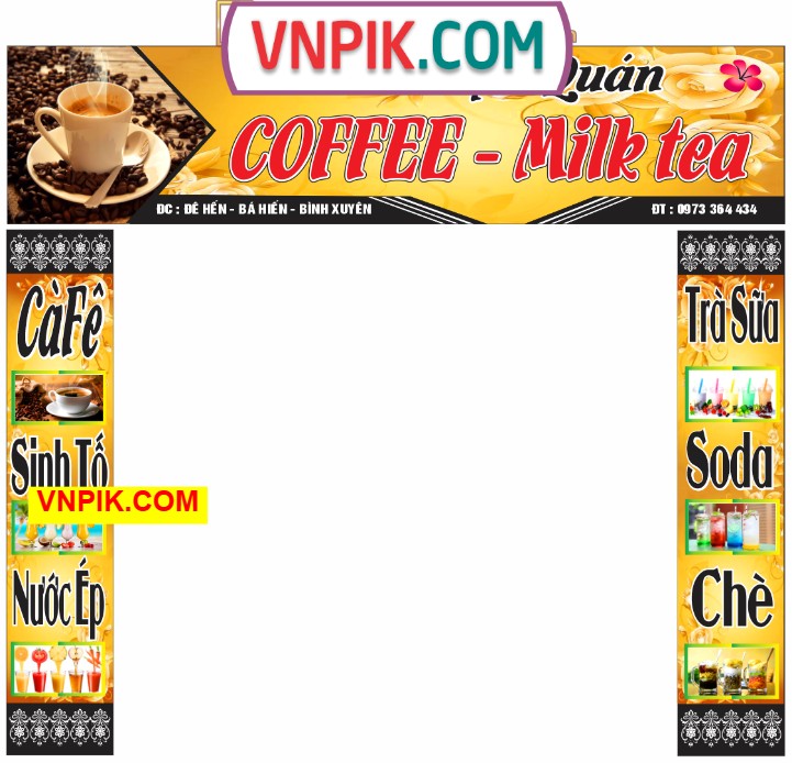 Thiết kế biểu hiệu quán Coffee – Milk Tea file CDR