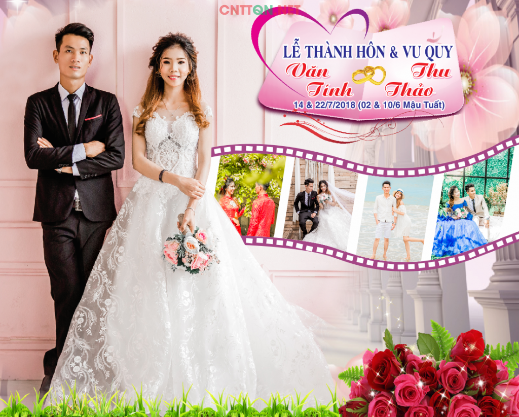 Phông cưới tone màu hồng trái tim file CorelDRAW