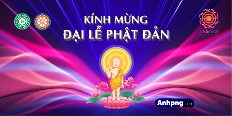 Maket lễ Phật Đản 2025 – Banner, backdrop, phông nền Vesak đẹp nhất