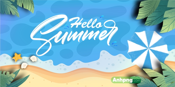 Ảnh Mùa Hè – Maket Phông Nền Hello Summer Thiết Kế Bãi Biển Đẹp