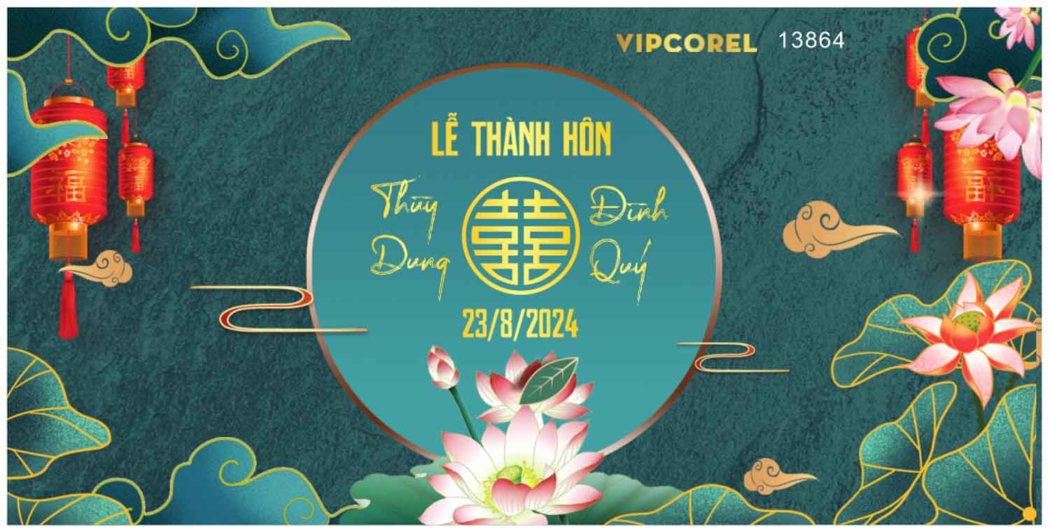Backdrop đám cưới – Lễ thành hôn #90 file corel x7