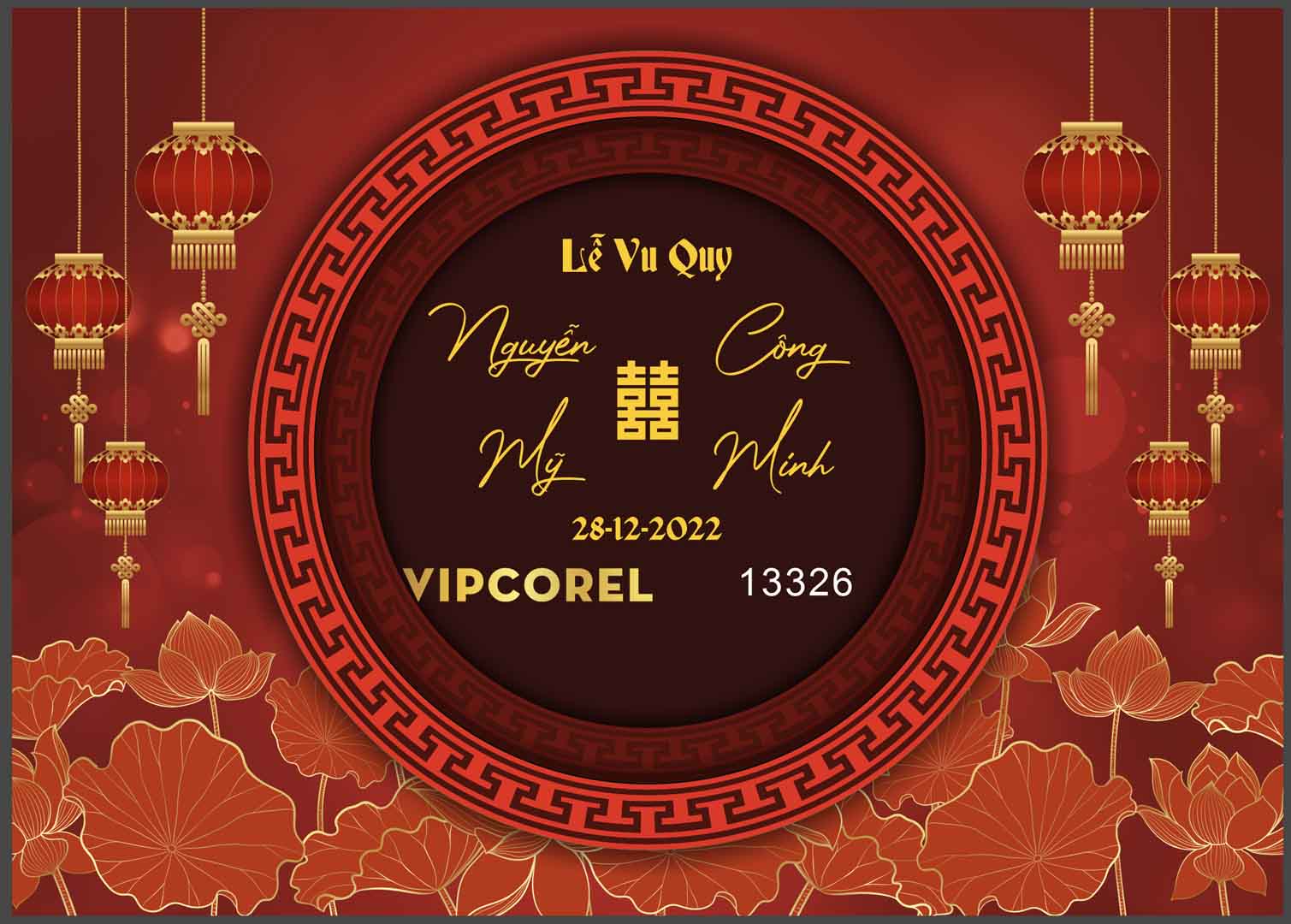Backdrop Lễ Vu Quy Nguyễn Mỹ và Công Minh vector