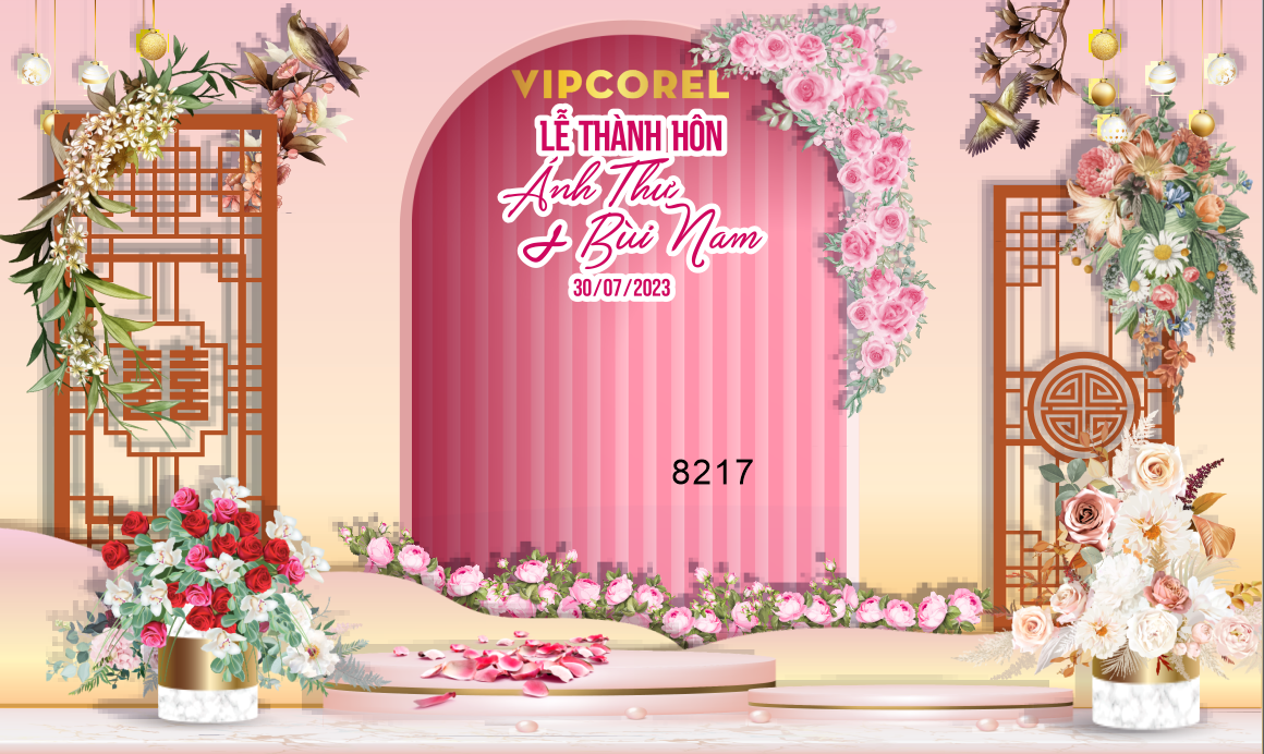 Backdrop sân khấu đám cưới 2023 #19 file corel