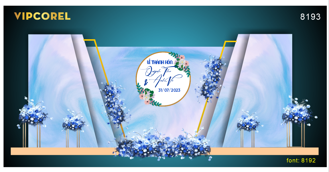 Backdrop sân khấu đám cưới 2023 #2 file corel