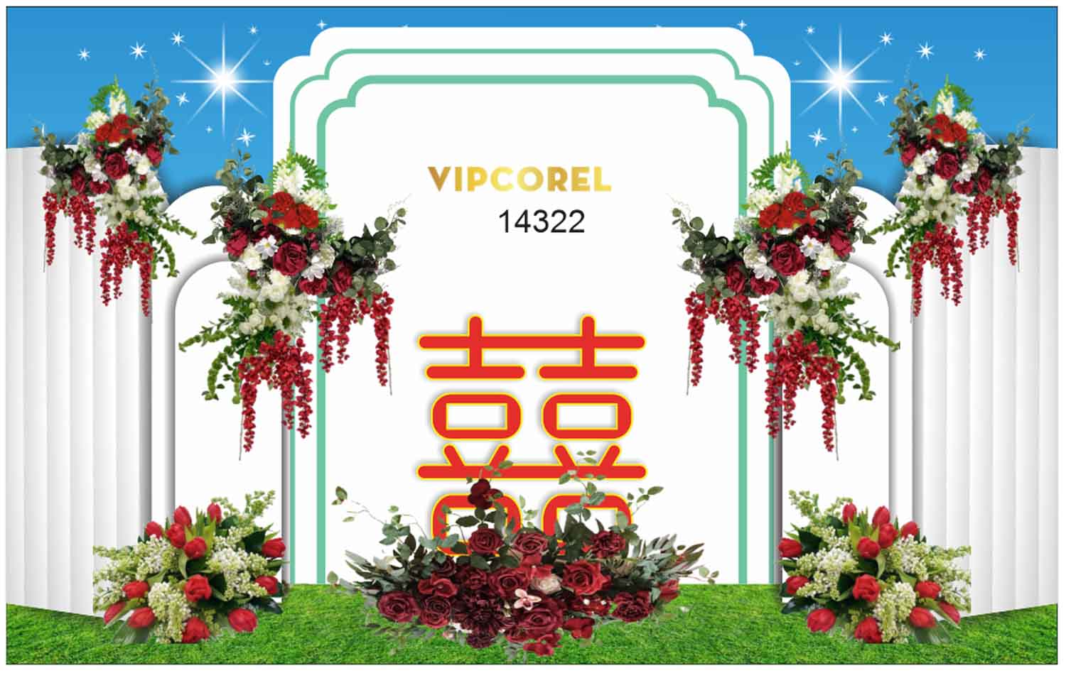 Backdrop sân khấu đám cưới 2024 vector #101