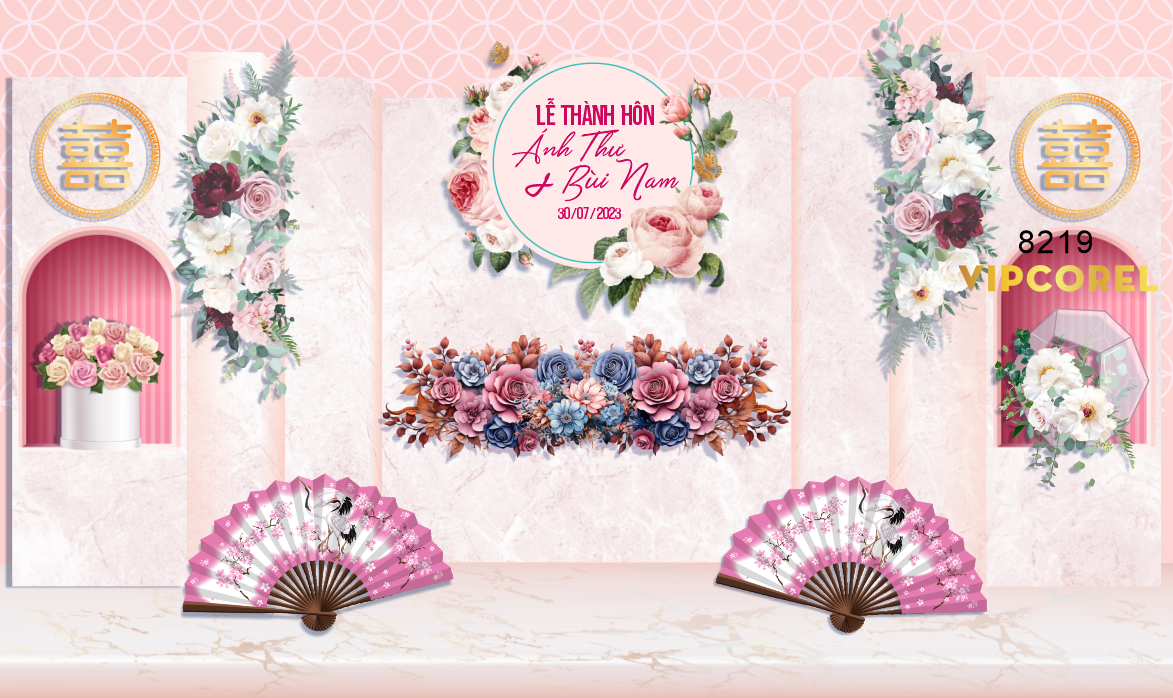 Backdrop sân khấu đám cưới 2023 #21 file corel