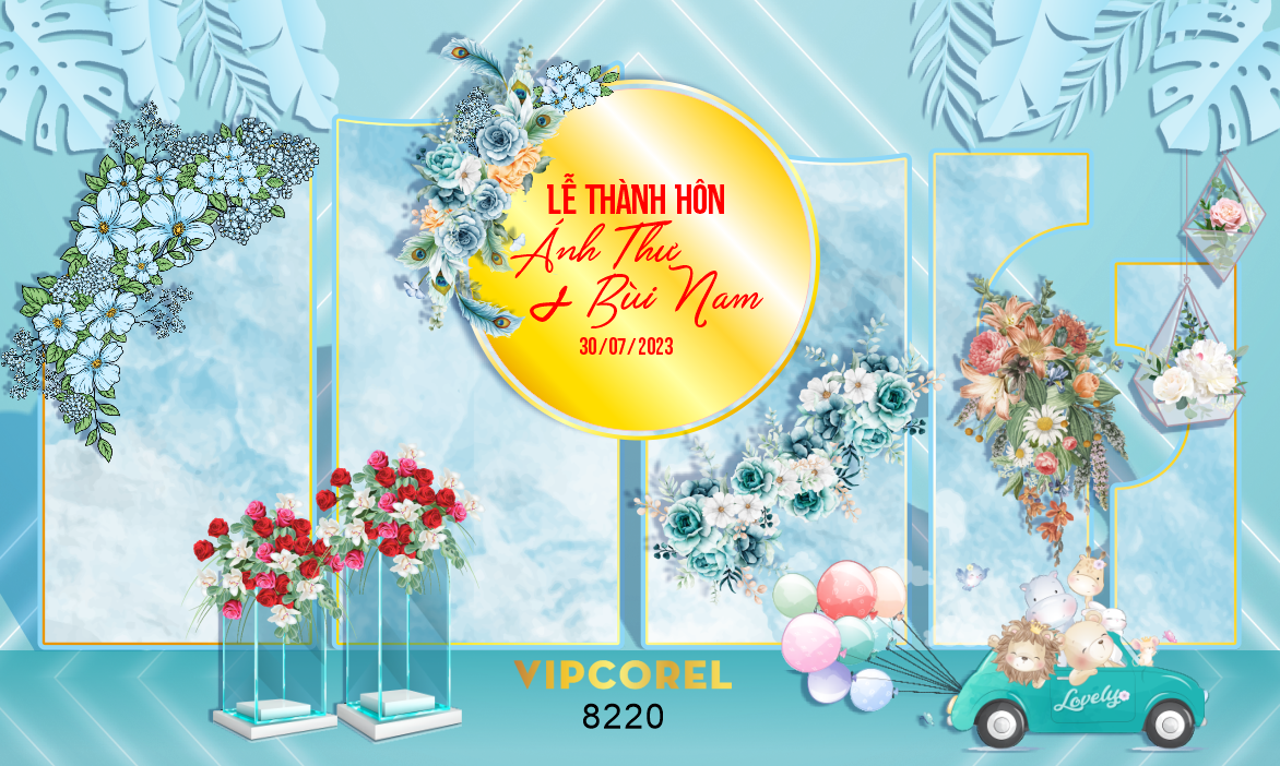 Backdrop sân khấu đám cưới 2023 #22 file corel