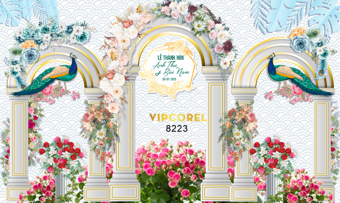 Backdrop sân khấu đám cưới 2023 #25 file corel
