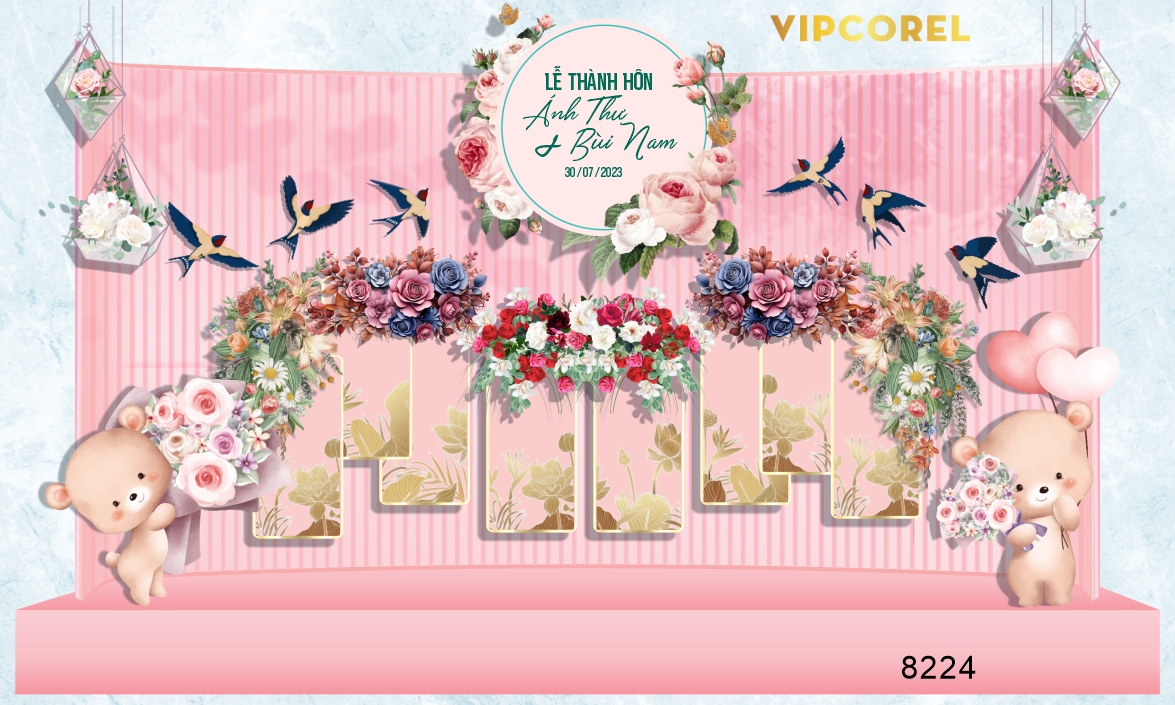 Backdrop sân khấu đám cưới 2023 #26 file corel