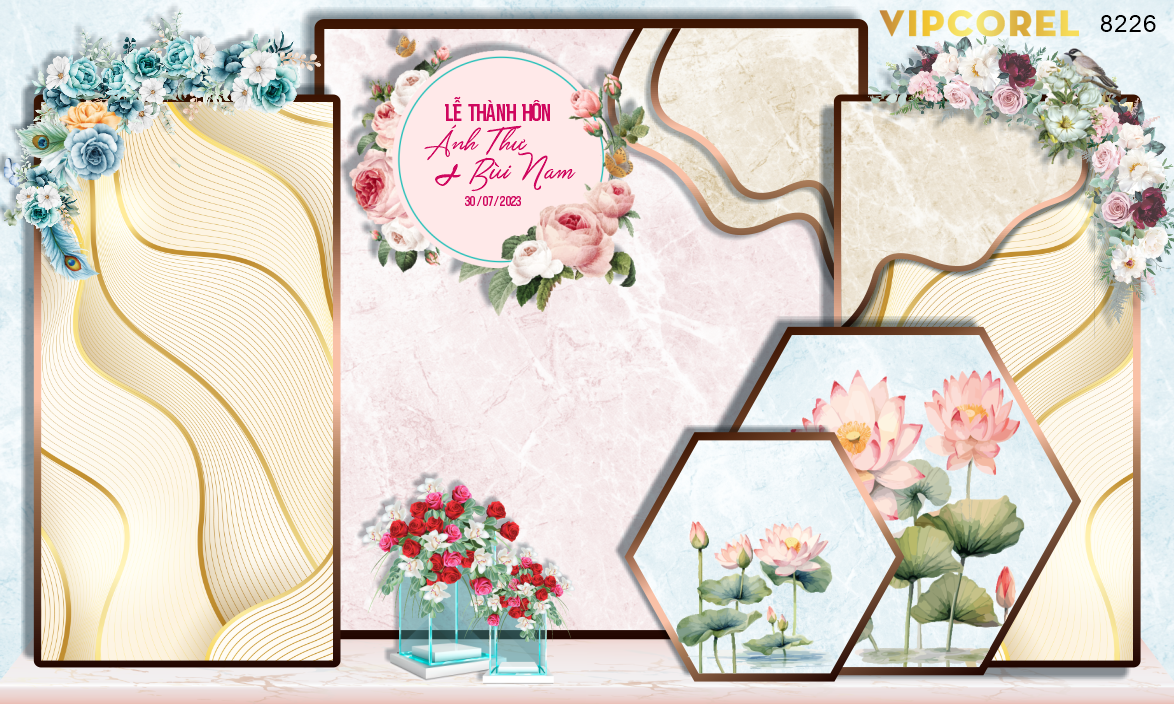 Backdrop sân khấu đám cưới 2023 #28 file corel