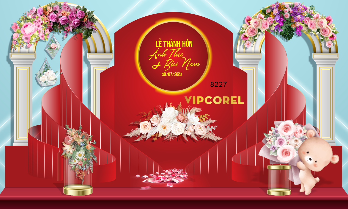 Backdrop sân khấu đám cưới 2023 #29 file corel
