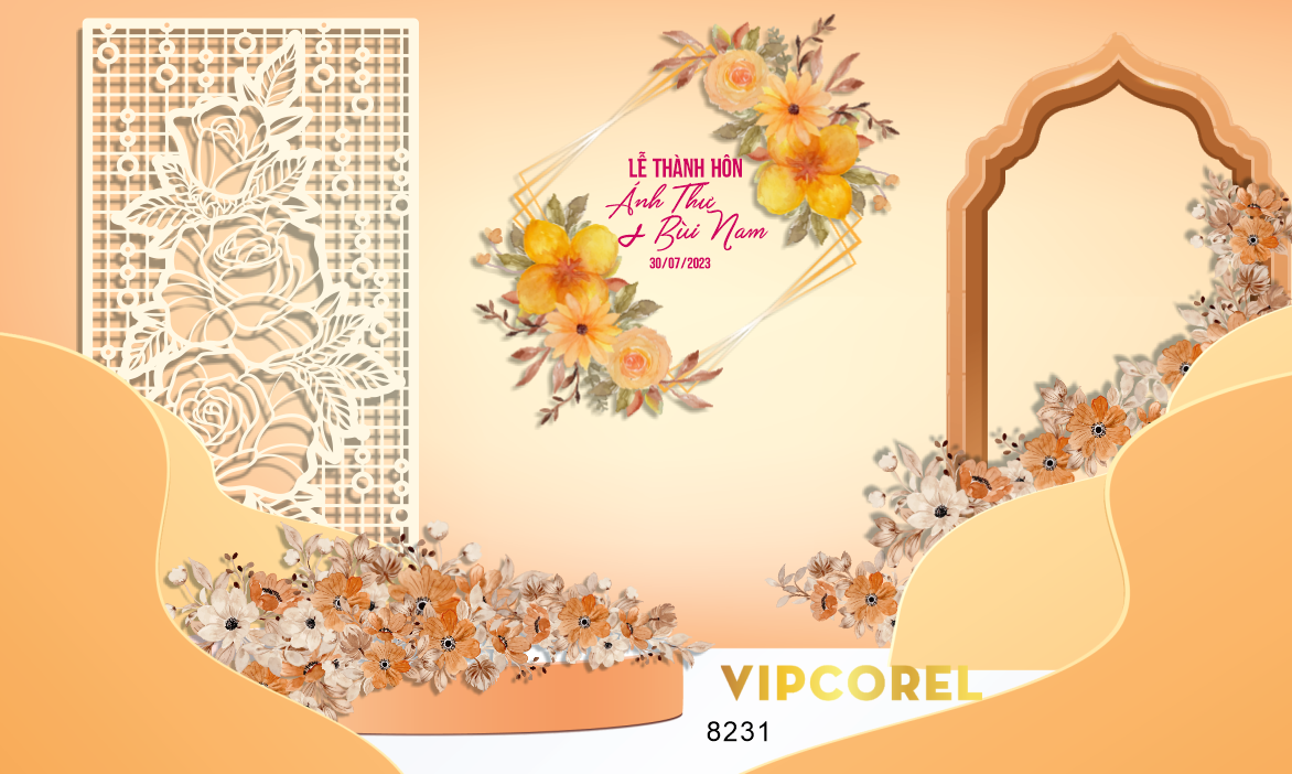 Backdrop sân khấu đám cưới 2023 #33 file corel