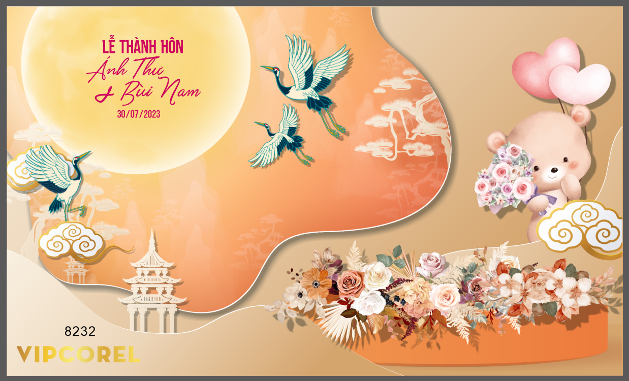 Backdrop sân khấu đám cưới 2023 #34 file corel