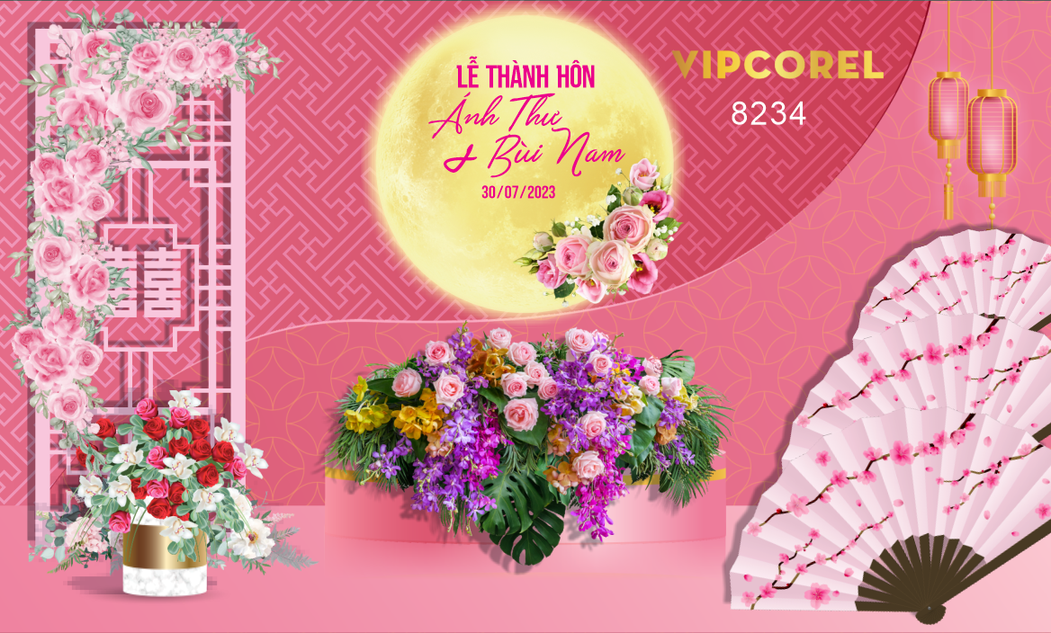 Backdrop sân khấu đám cưới 2023 #36 file corel