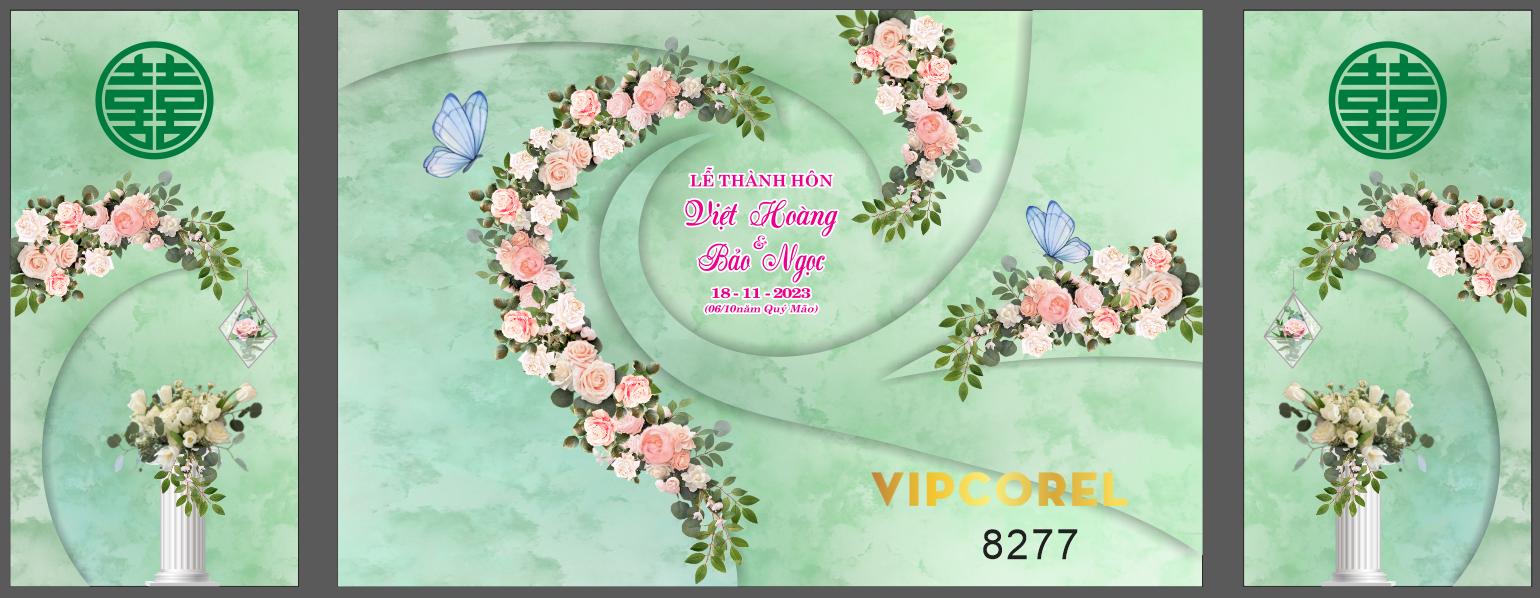 Backdrop sân khấu đám cưới 2023 #41 file corel