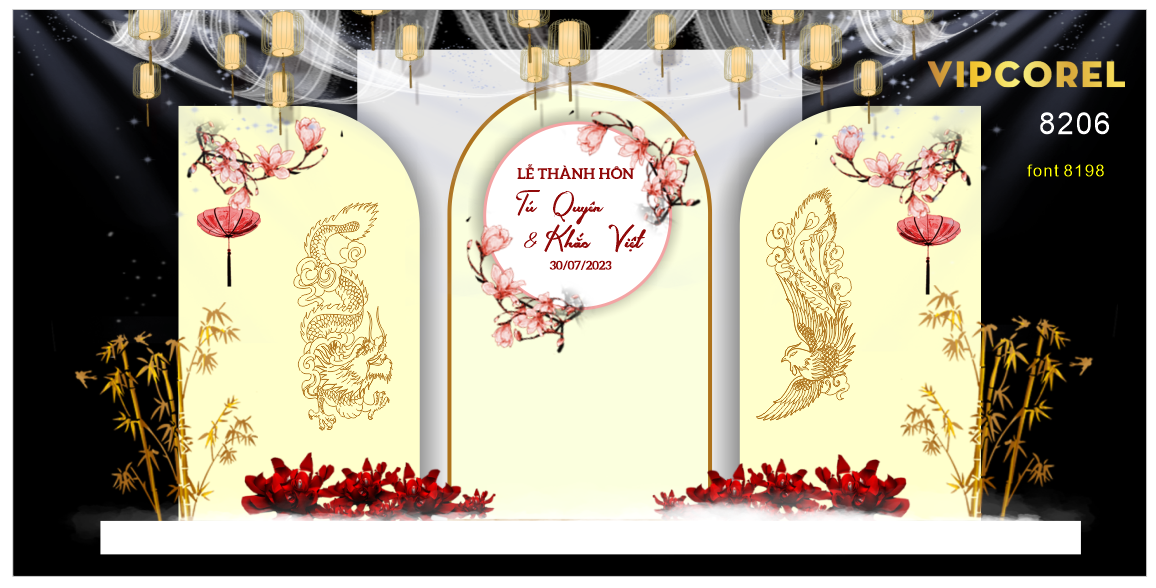 Backdrop sân khấu đám cưới 2023 #11 file corel