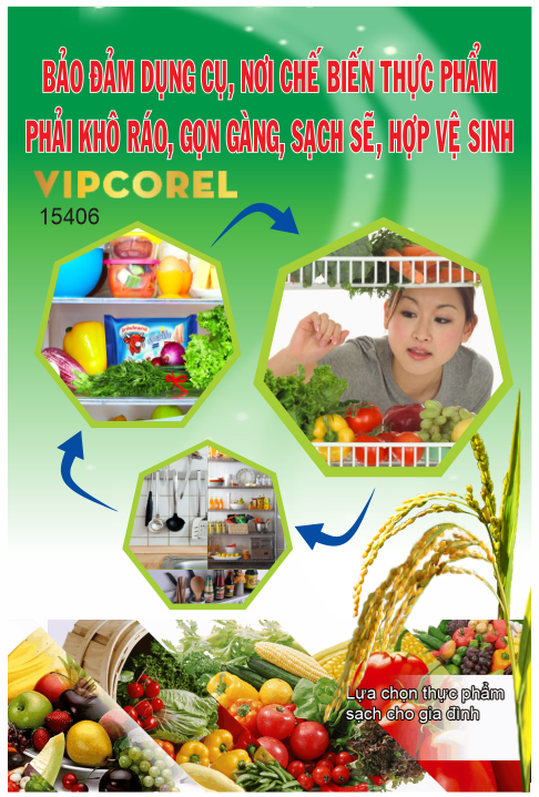 Banner an toàn thực phẩm treo trong nhà bếp