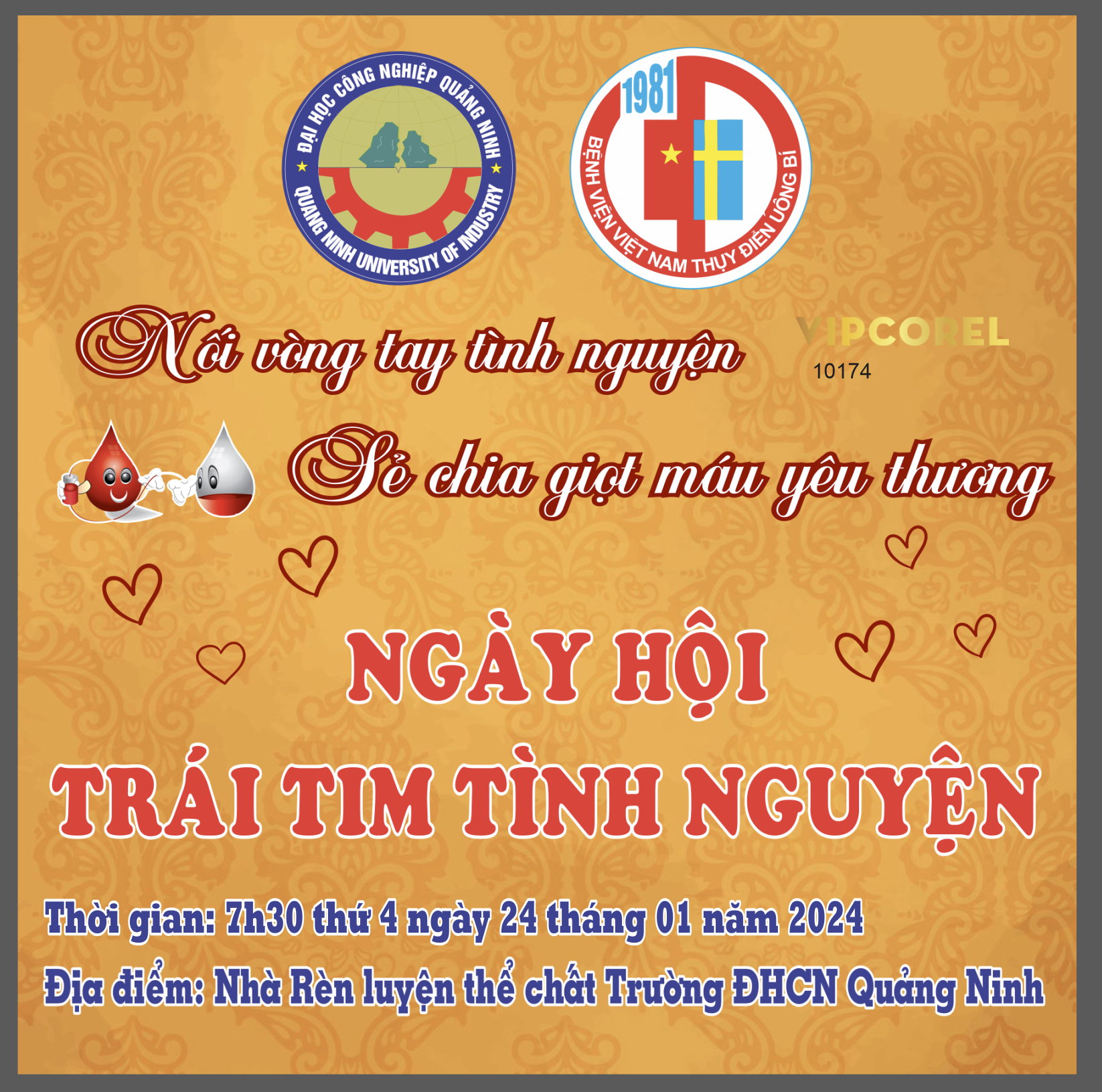 Banner Ngày hội trái tim tình nguyện file corel
