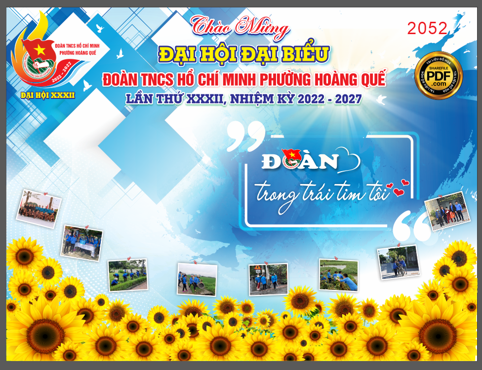 Backdrop đại hội đại biểu Đoàn TNCS phường Hoàng Quế CDR
