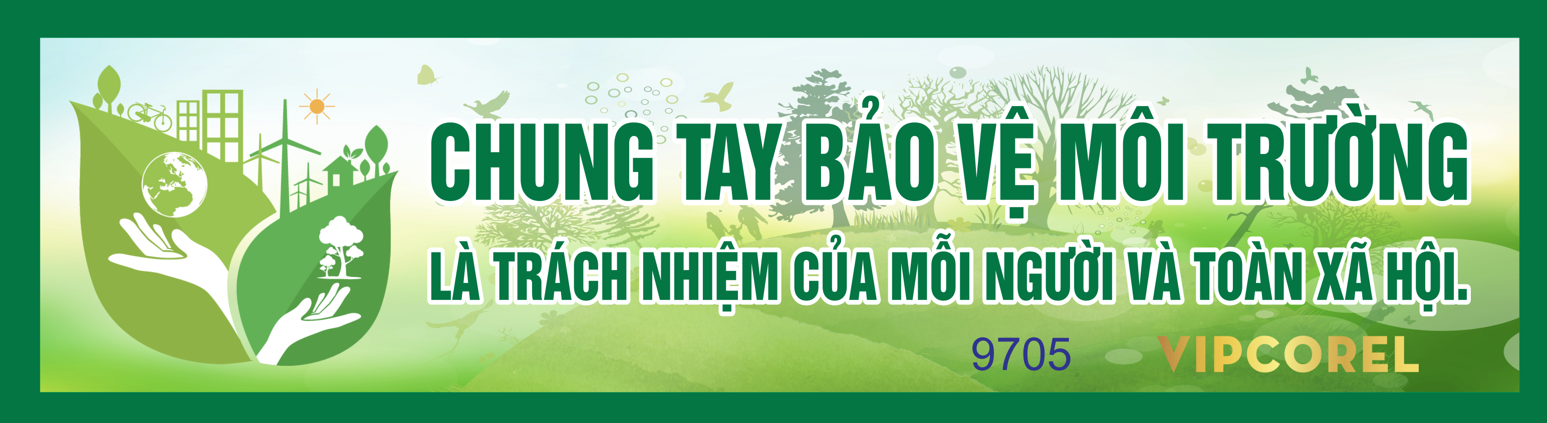 Pano chung tay bảo vệ môi trường vector corel