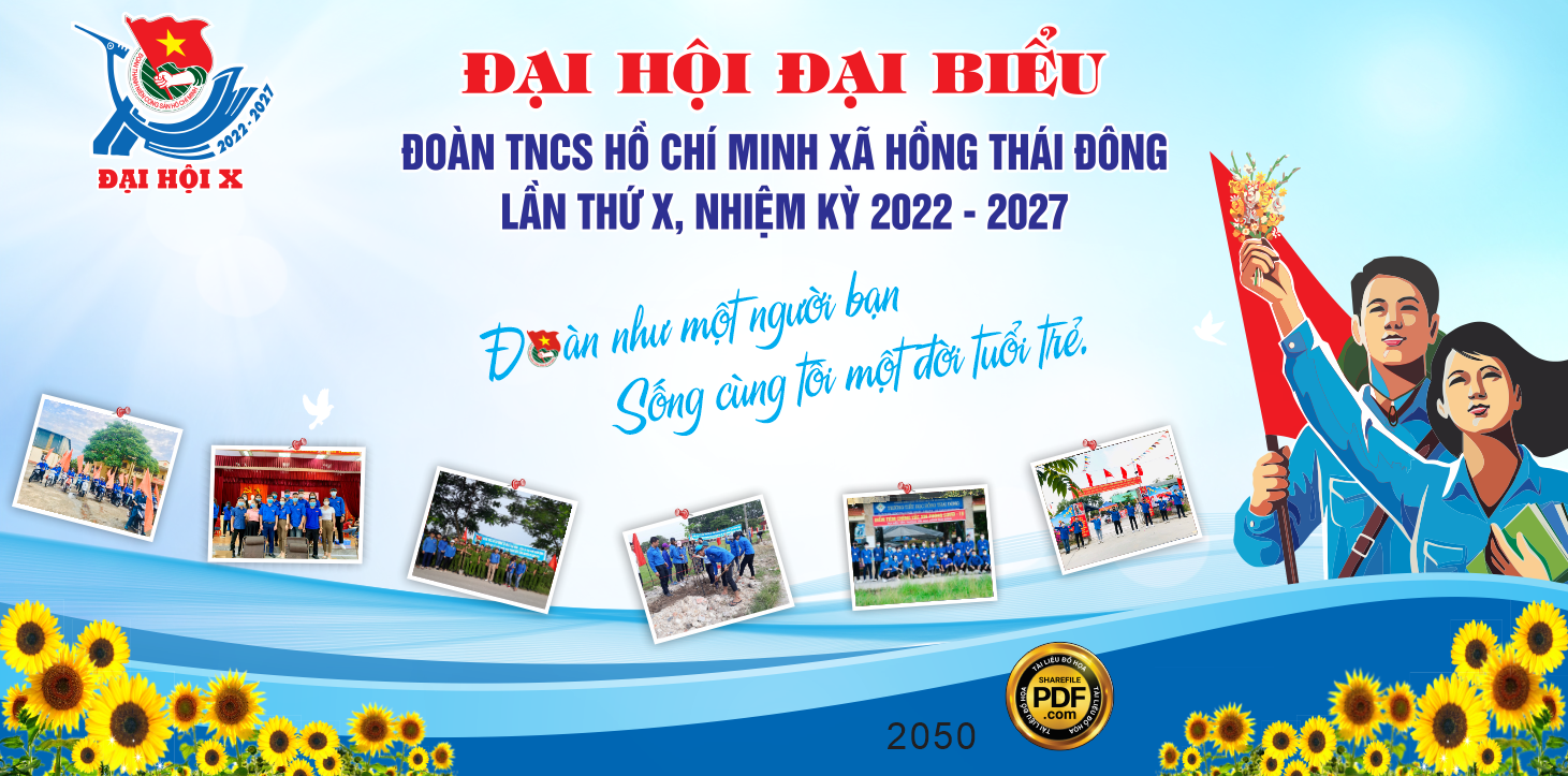 Backdrop đại hội đại biểu Đoàn TNCS Hồ Chí Minh xã Hồng Thái #2