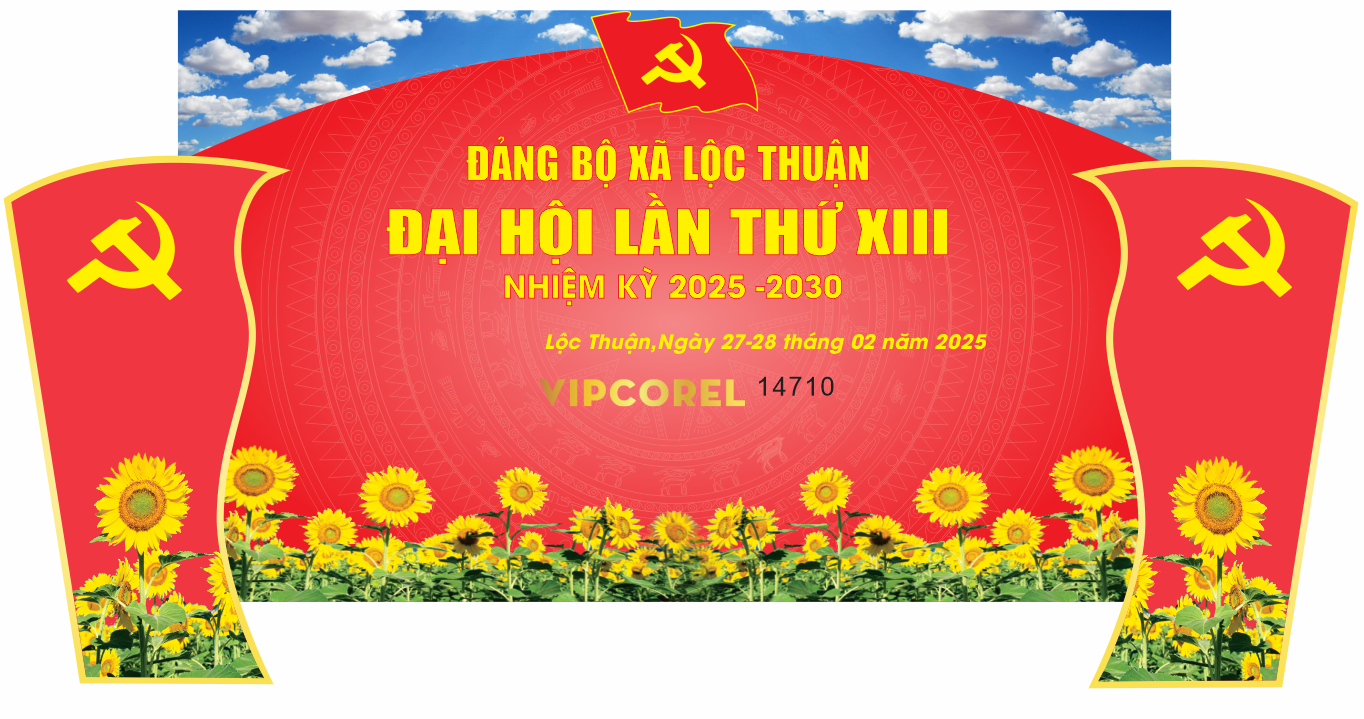 Backdrop đại hội đảng bộ xã Lộc Thuận file corel