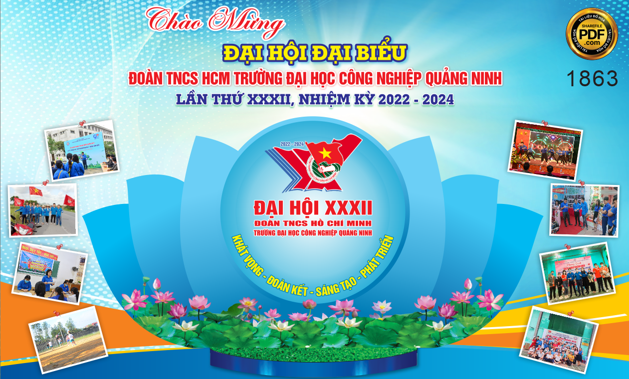 Backdrop Đại Hội XXXII Đoàn TNCS HCM Trường ĐHCN Quảng Ninh