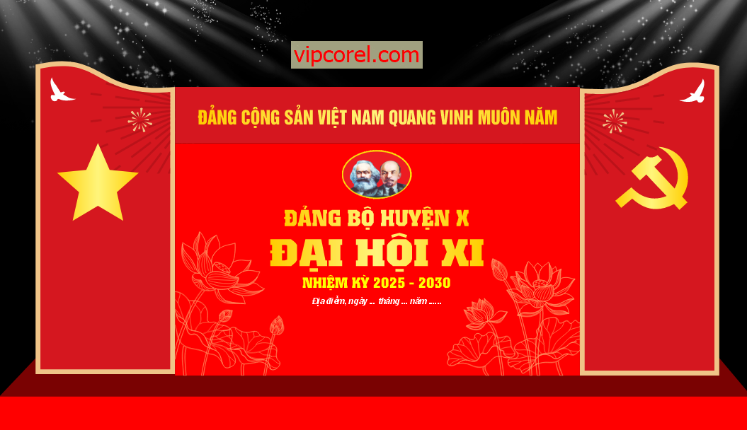 Backdrop Đại hội Đảng bộ huyện 2025 – 2030 file corel
