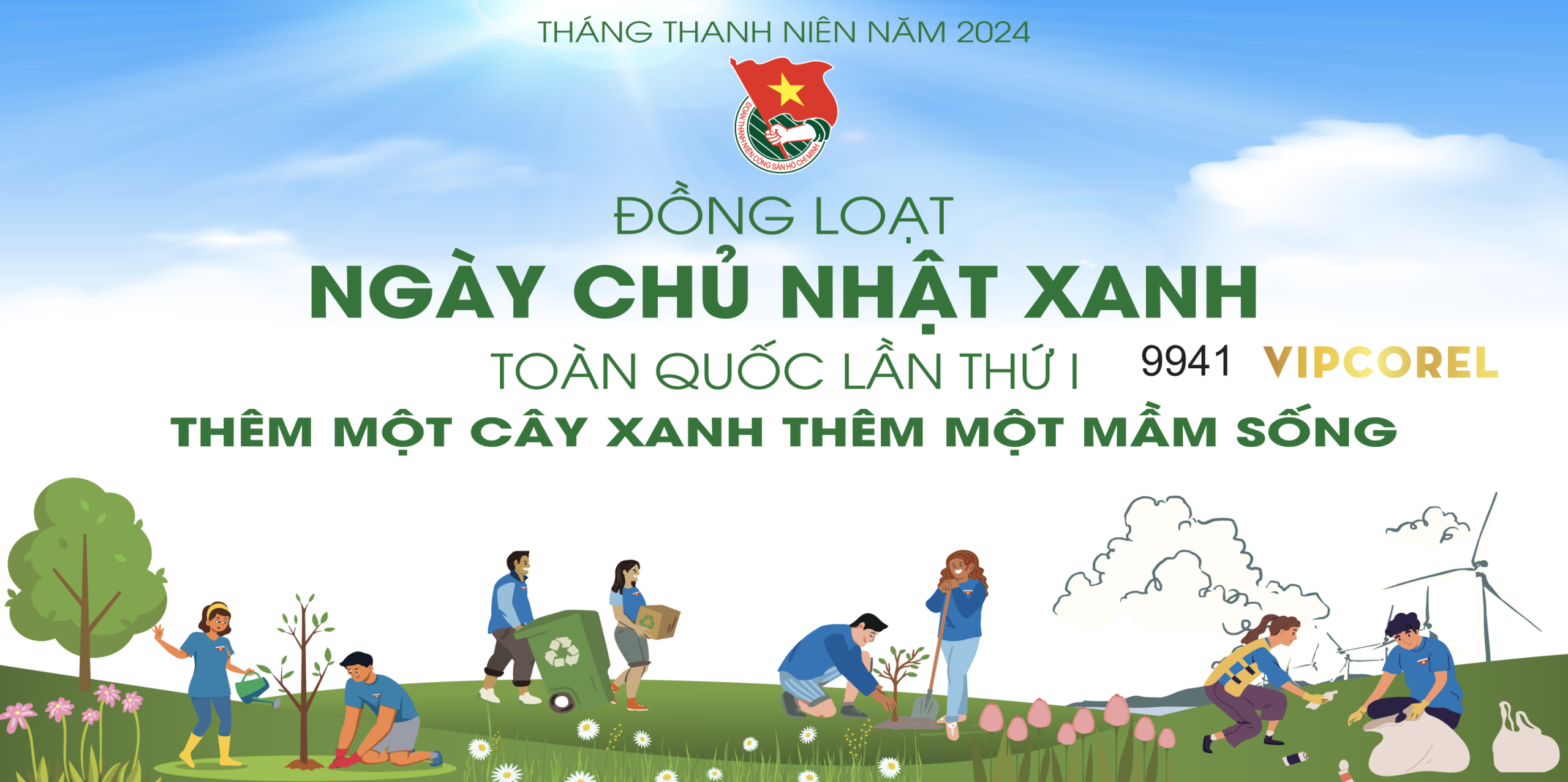 Backdrop đồng loạt ngày chủ nhật xanh toàn Quốc