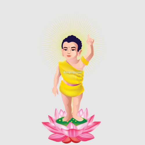 Ảnh Đức Phật đản sanh đứng trên đài sen – Vector Thiết kế Lễ Phật Đản dùng cho Corel, Ai