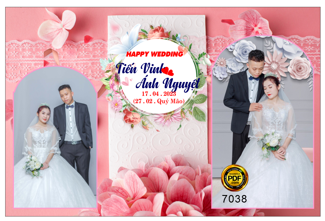 Phông happy wedding tone màu hồng ảnh cưới
