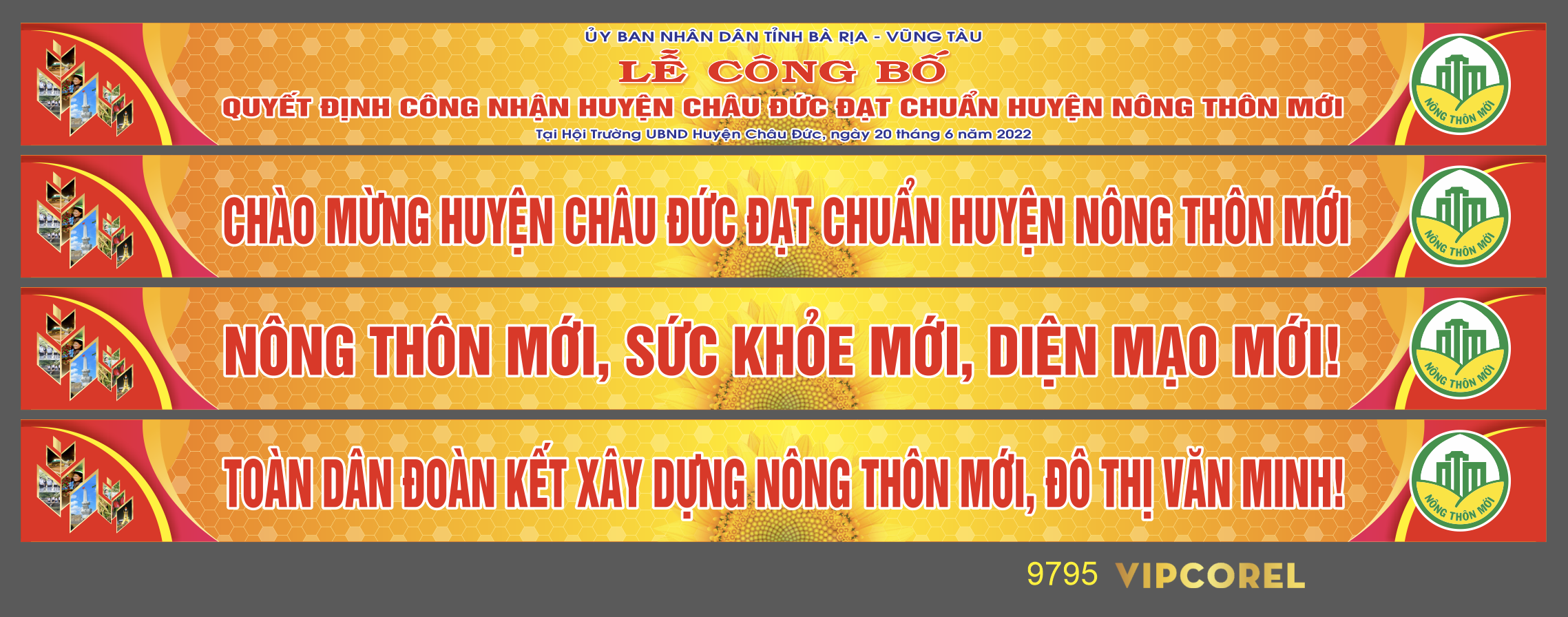 Băng rôn chào mừng huyện đạt chuẩn nông thôn mới
