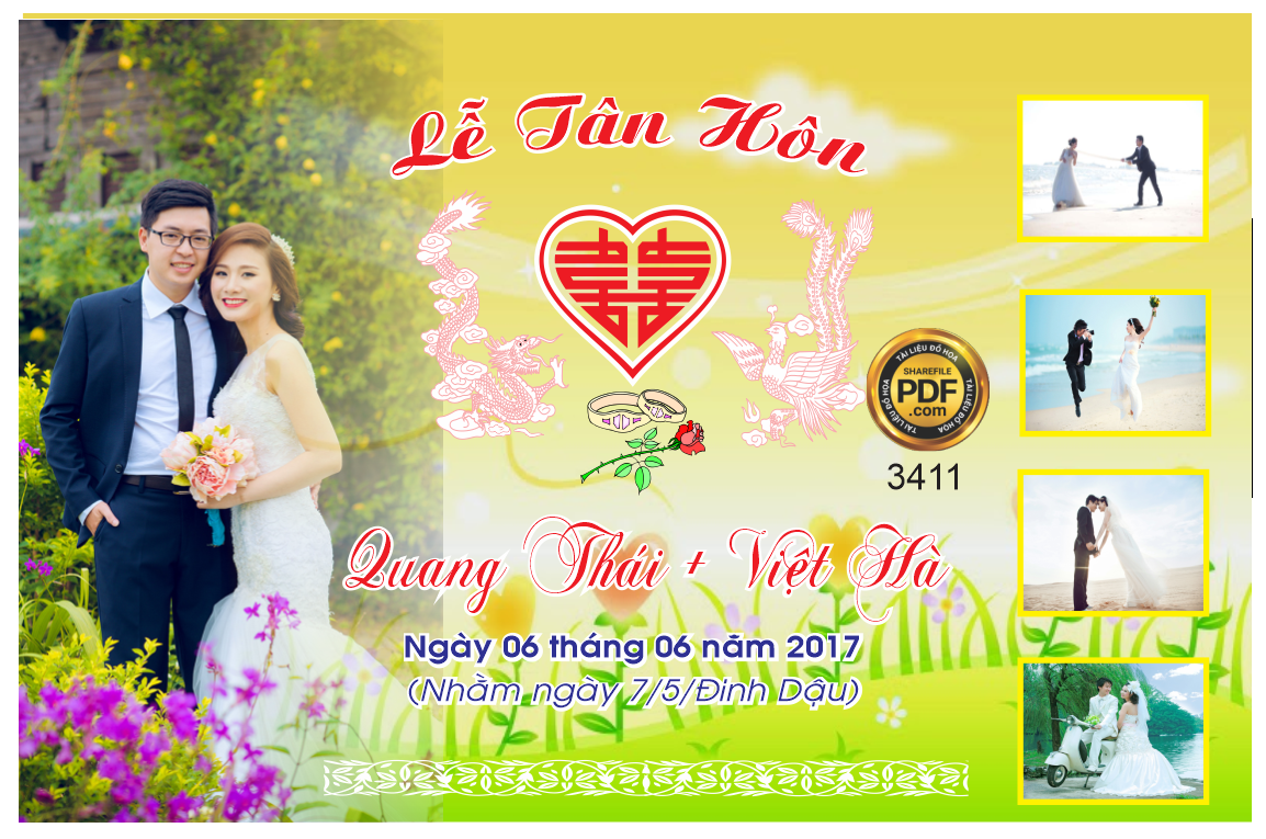 Backdrop Lễ Tân Hôn Quang thái và Việt Hà file corel