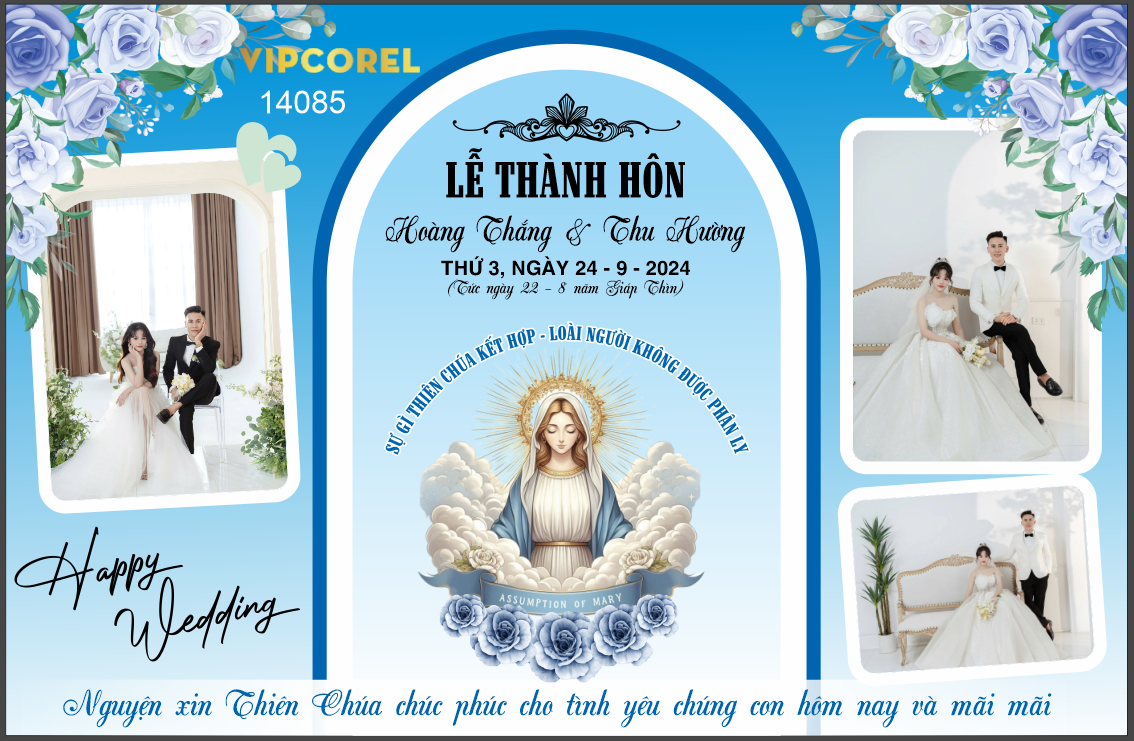 Backdrop Lễ thành hôn nghi lễ Công Giáo file corel