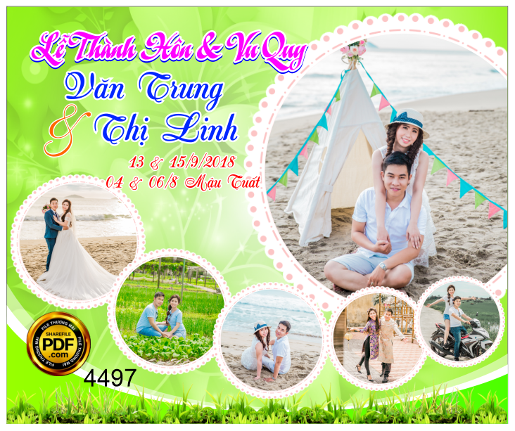Market Lễ thành hôn & Vu Quy nền xanh Corel