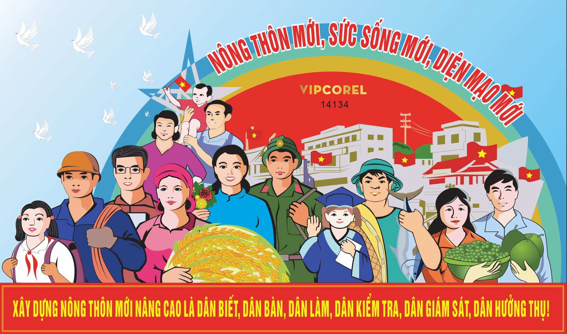 File corel Pano Xây dựng nông thôn mới 2024
