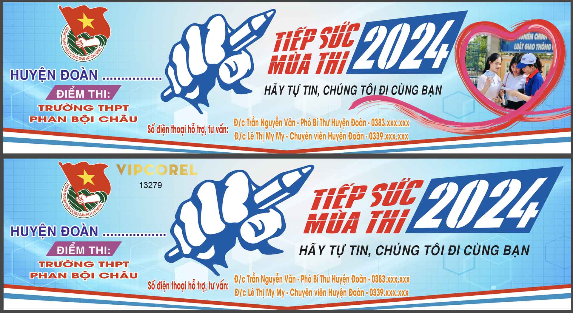 Băng rôn Tiếp sức mùa thi 2024 trường THPT vector