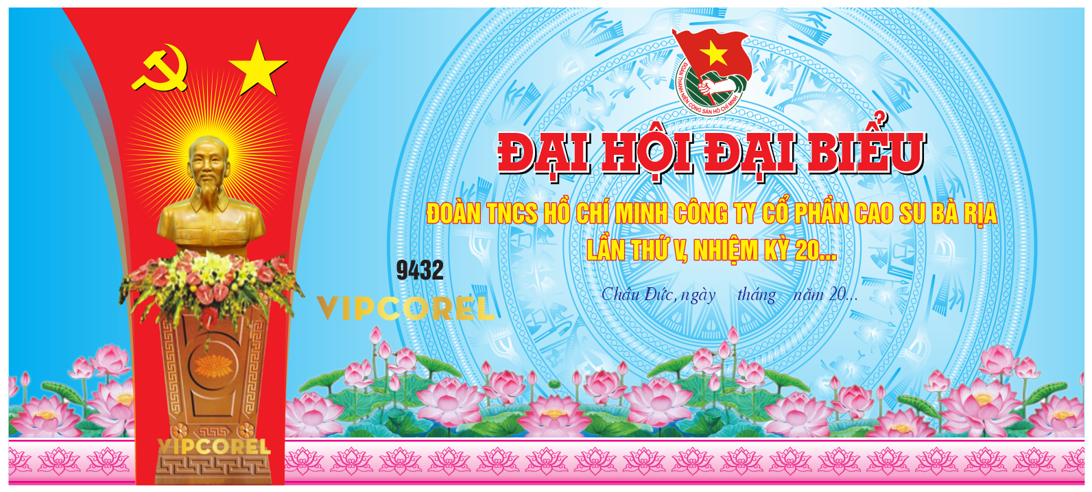 Phông nền sân khấu Đại hội đoàn THCS Hồ Chí Minh 2024