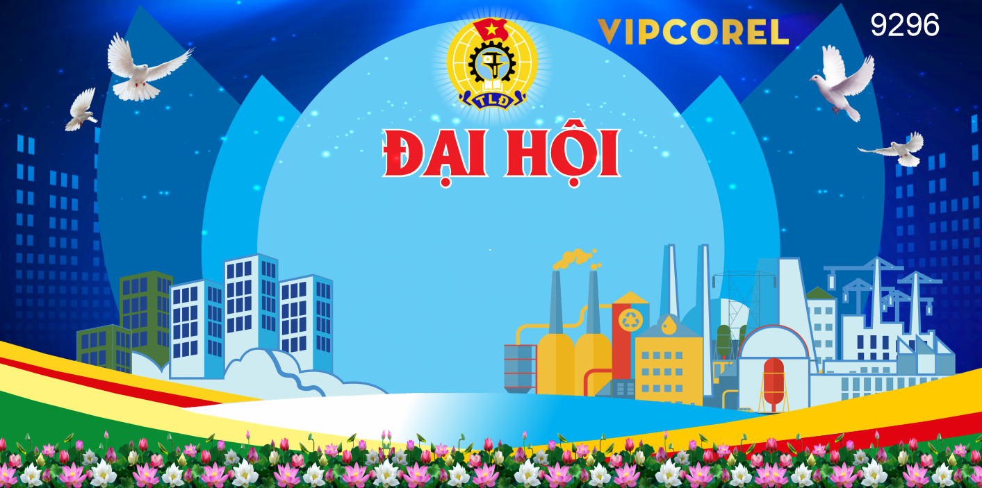 Backdrop đại hội đại biểu công đoàn 2024 file corel