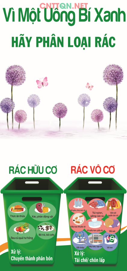 Phướn tuyên truyền phân loại rác vô cơ và rác hữu cơ file corel