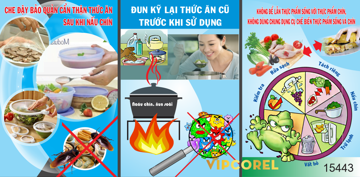 Vector Poster An toàn vệ sinh nhà bếp file corel