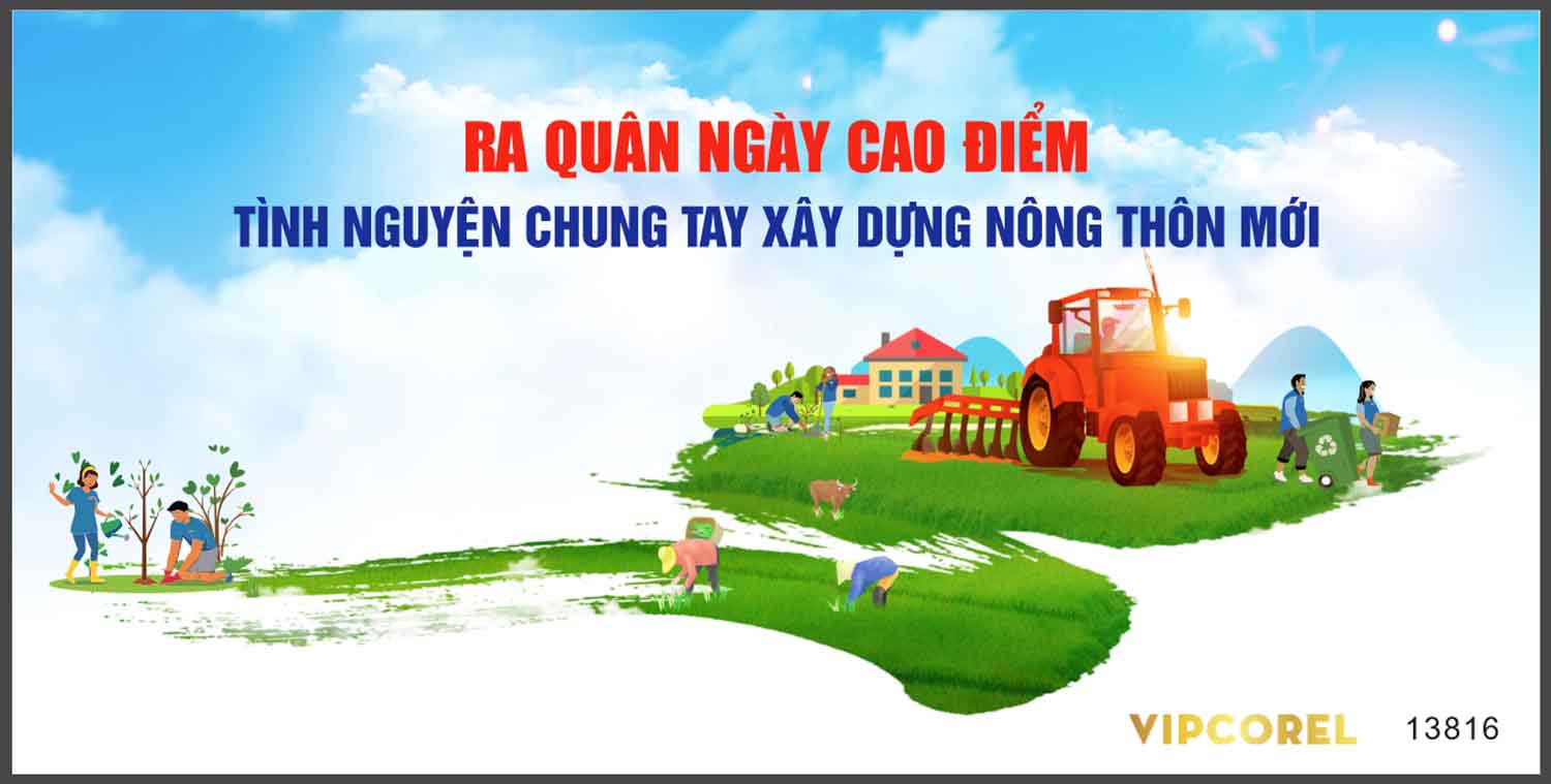 Ra quân chung tay xây dựng nông thôn mới file corel