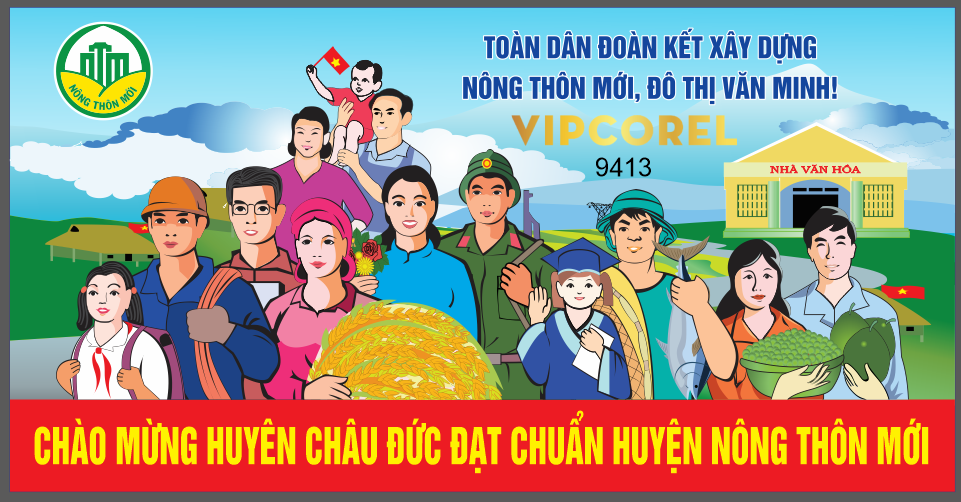 Pano Xây dựng nông thôn mới đạt chuẩn 2024 vector