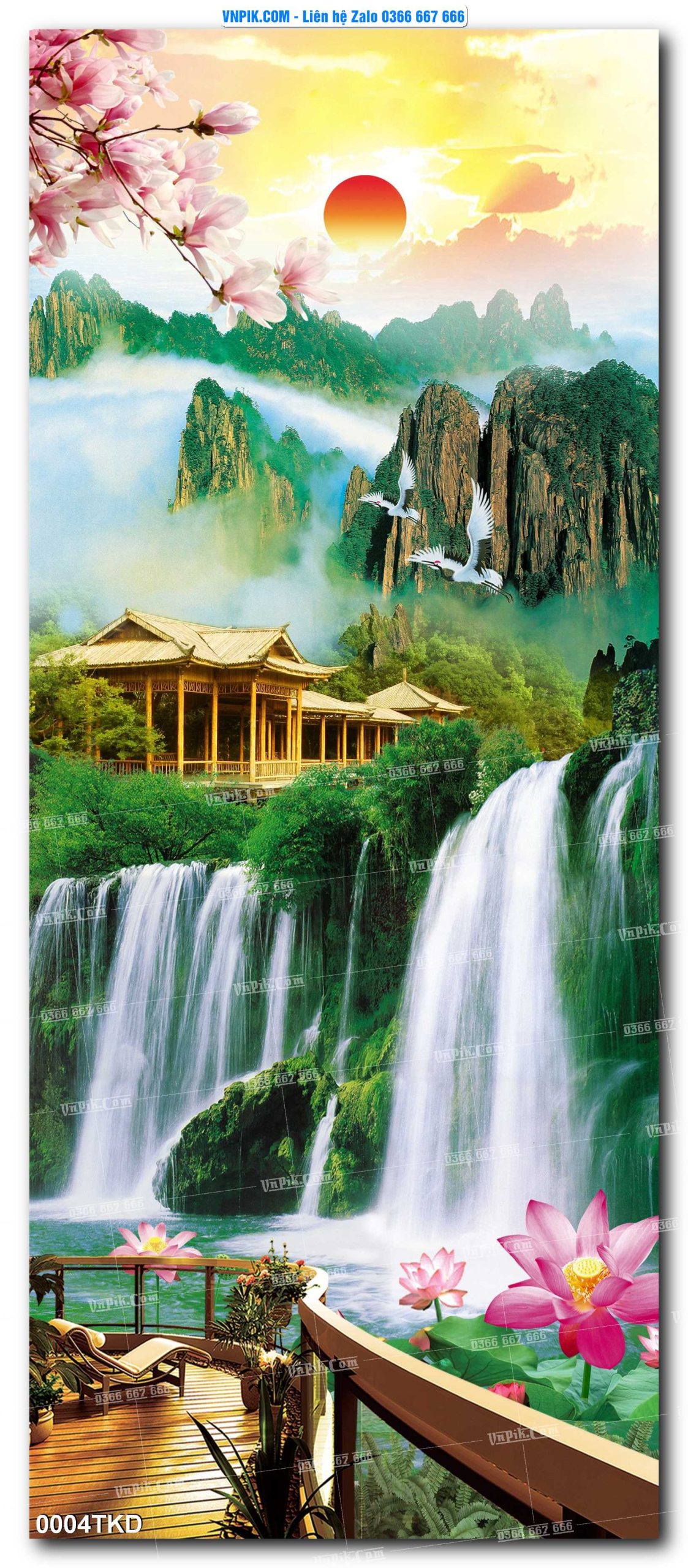 Tranh Khổ Dọc – Tranh Thác Nước – Tranh Phong Cảnh Đẹp – Tranh Treo Tường – Mã file 004TKD